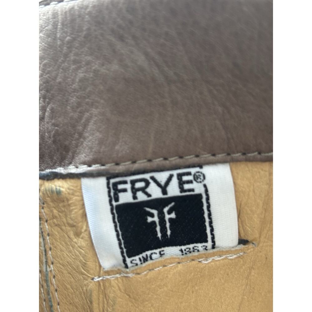 Frye Phillip Women's Size 9.5 B Riding Boots Tall Leather Gray Buckles Side Zip - Picture 13 of 13